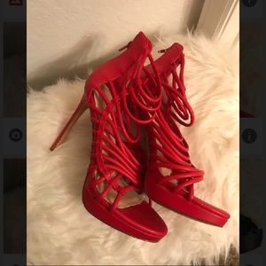 Red Holiday Heeled Sandals